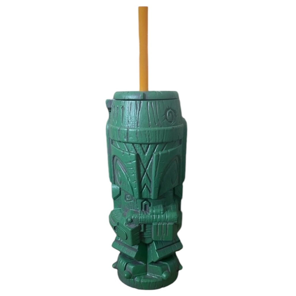 Geek Tikis Official Star Wars Green Boba Fett Plastic Tiki Cup with Lid & Straw